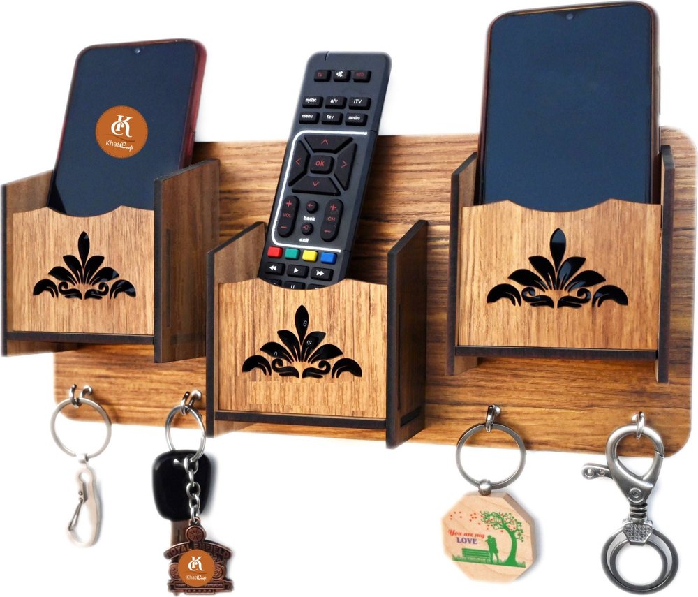 "Handcrafted mobile stand and key organizer for home and office."